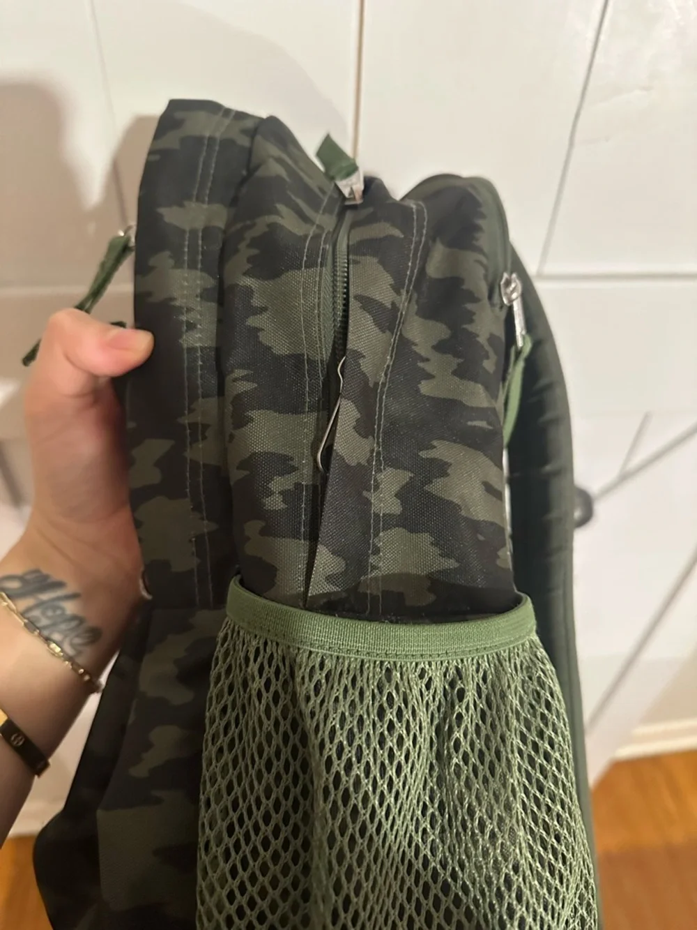 Jansport Green Camo Backpack with Multiple Pockets